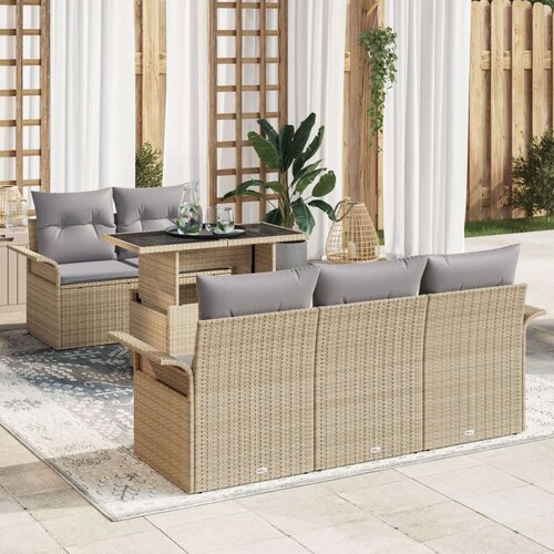  Set Vrtnih Sofas od 6 s Jastucom Bež Poli Ratan Cene