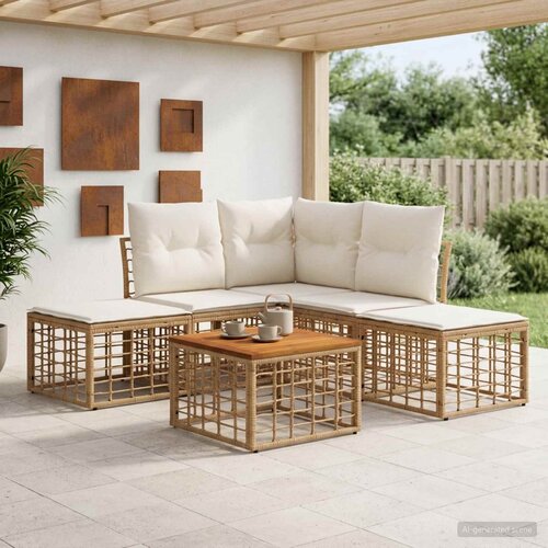  Set vanjskih sofa 6 kom. Prirodna i krema bijela Poliester Cijene