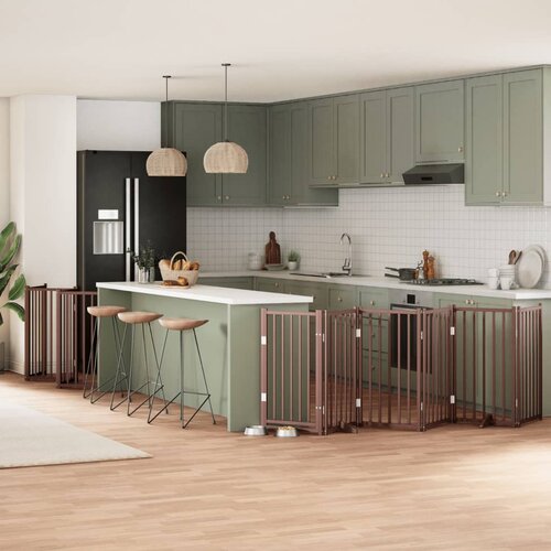 vidaXL Ograda za pse z vrati zložljiva 15 panelov rjava 750 cm les Cene