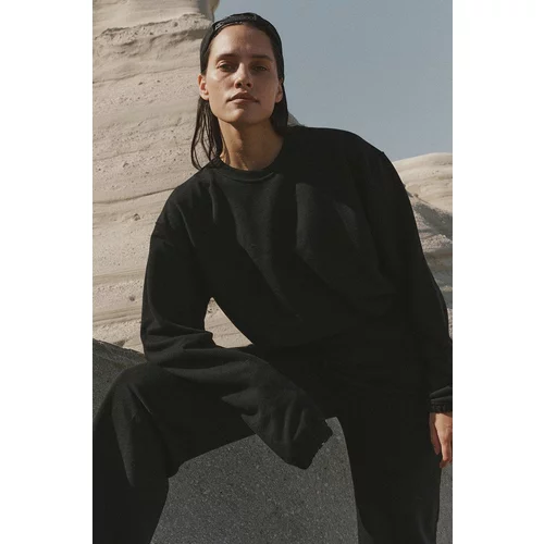 Muuv. pulover Crop Top Subtle Cotton ženski, črna barva