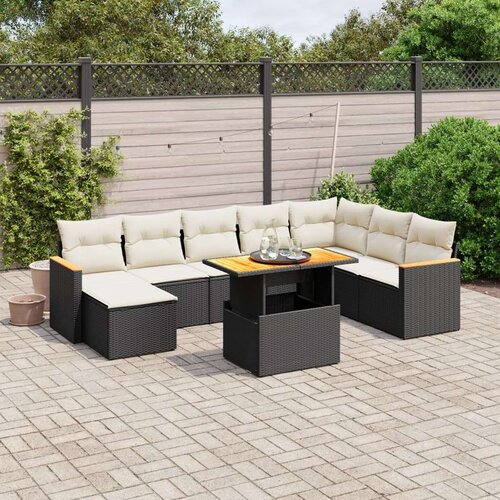 vidaXL 9-dijelni set vrtnih sofa s jastucima crni od poliratana Cijene