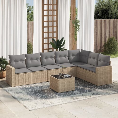 VidaXL 8-dijelni set vrtnih sofa od poliratana s jastucima bež Slike