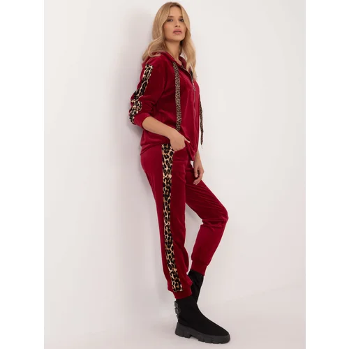 Fashionhunters Burgundy velvet set