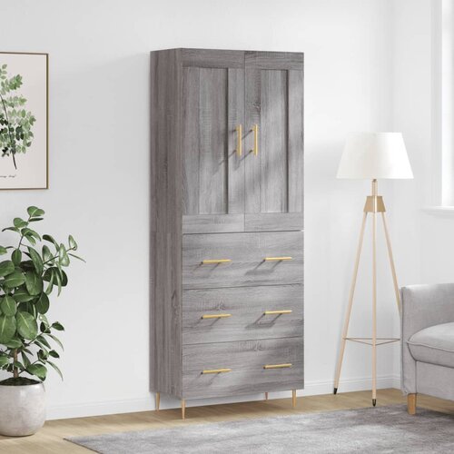 vidaXL Visoka komoda siva sonoma 69,5x34x180 cm inženirski les Cene