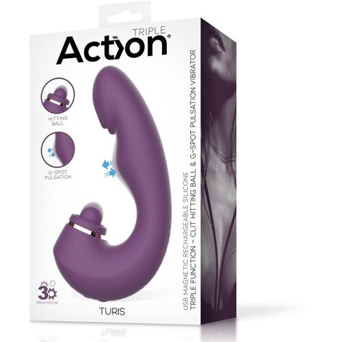 Action Turis Triple Function Clit Hitting Ball with G-Spot Pulsation &amp;amp; Vibration Purple Slike
