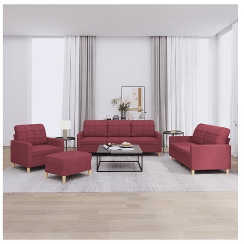 VidaXL 4-dijelni set sofa s jastucima crvena boja vina od tkanine Slike