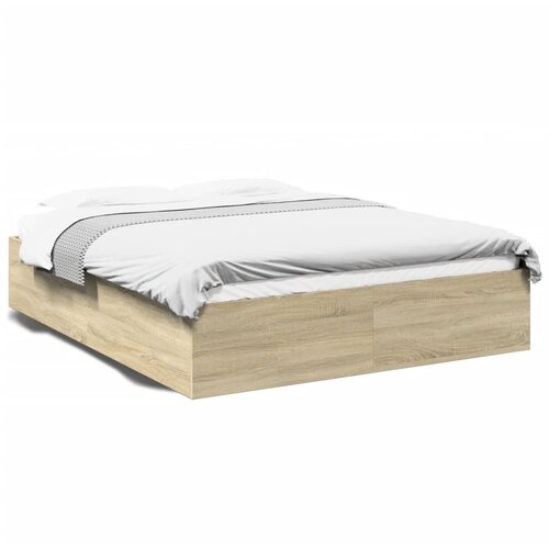 vidaXL Posteljni okvir sonoma hrast 160x200 cm inženirski les Cene