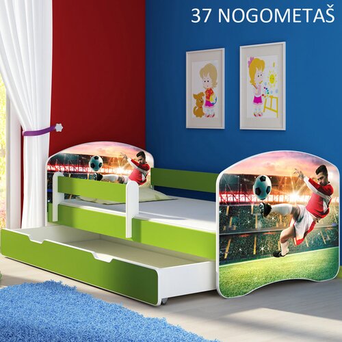  Otro&scaron;ka postelja ACMA z motivom, stranska zelena + predal 180x80 cm 37 Nogometa&scaron; Cene