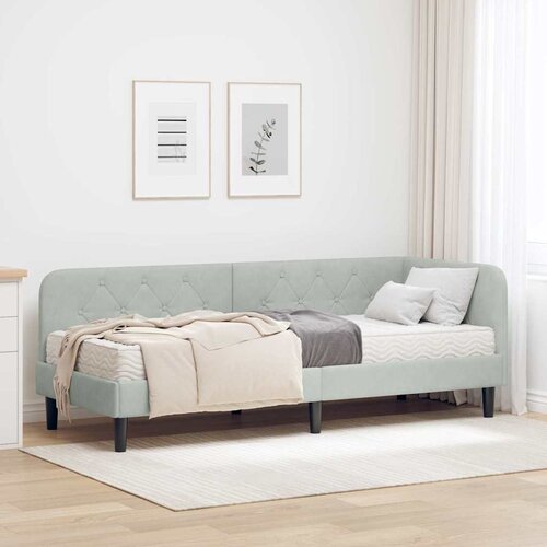 vidaXL kutni okvir kreveta s madracem svijetlo siva 80 x 200 cm bar&scaron;un Cijene