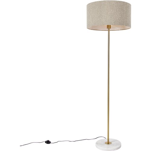 QAZQA Moderna stoječa svetilka iz medenine z boucle senčnikom taupe 50cm - Kaso Cene
