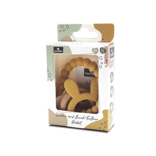 Lorelli silikonsko drvena glodalica za bebe rabbit - natural yellow ( 10210850001 ) Cene