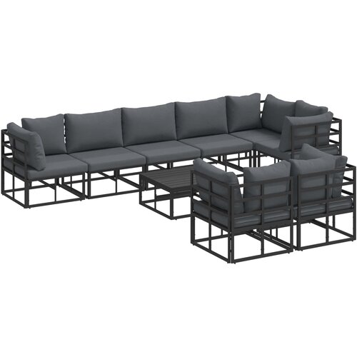  Sjedeća garnitura za vrt 9 kom. Crna Aluminij 353 x 143 x 71 cm Slike