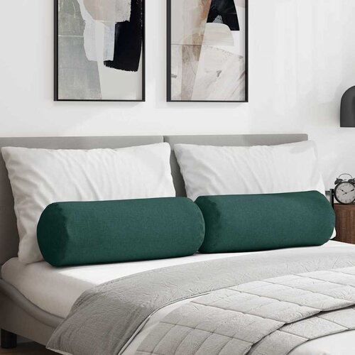 vidaXL valjkasti jastučići 2 pcs tamnozelena Ø 25 x 70 cm tkanina Cene