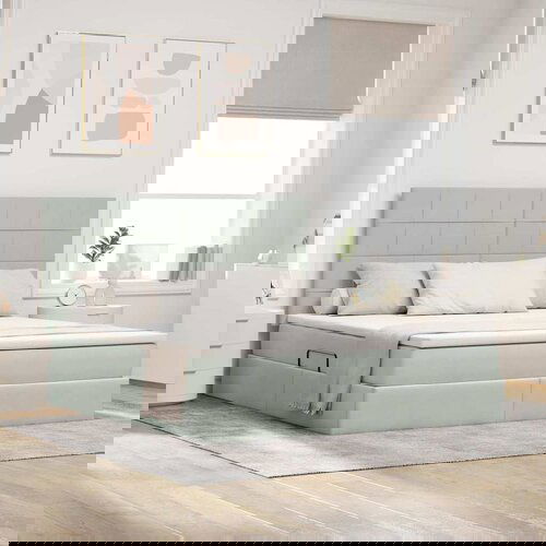 VidaXL Krevet S LED lampica Svijetlo siva 180 x 200 cm Bar&amp;scaron;un Slike