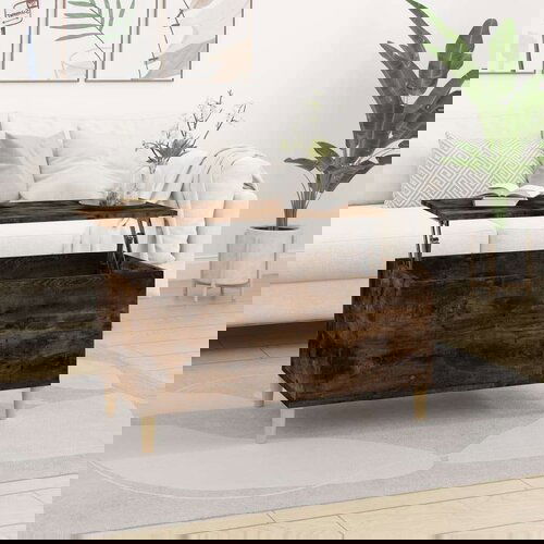  Klubska mizica dimljeni hrast 90x44,5x45 cm inženirski les, (20712360) Cene