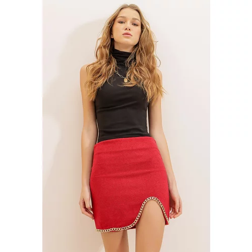 Trend Alaçatı Stili Skirt - Red - Mini