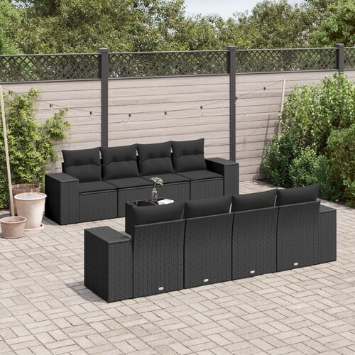  9-dijelni set vrtnih sofa s jastucima crni od poliratana Cijene