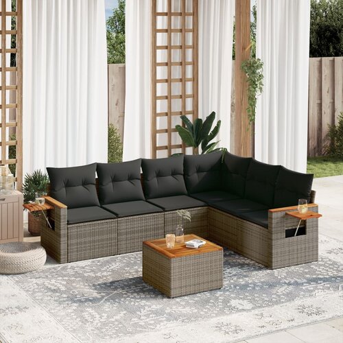 vidaXL 7-dijelni set vrtnih sofa sivi od poliratana Cijene