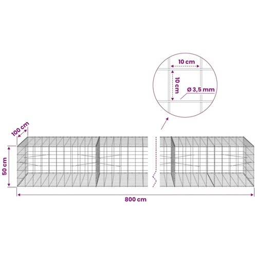  Gabion s žicom debljine 3 5 mm i mrežom 10x10 cm 800x100x50 cm - 100 cm 50 cm 800 x 230 cm Slike