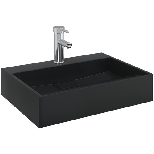  Umivaonik od lijevanih minerala i mramora 50x38x11 cm mat crni Slike