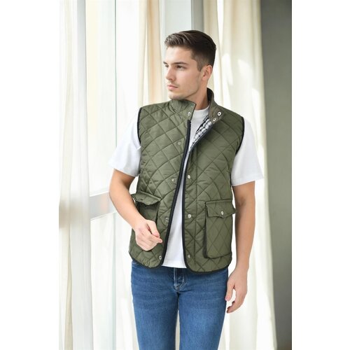 Dewberry 83925 Mens Vest with Side Pockets-Khaki Slike