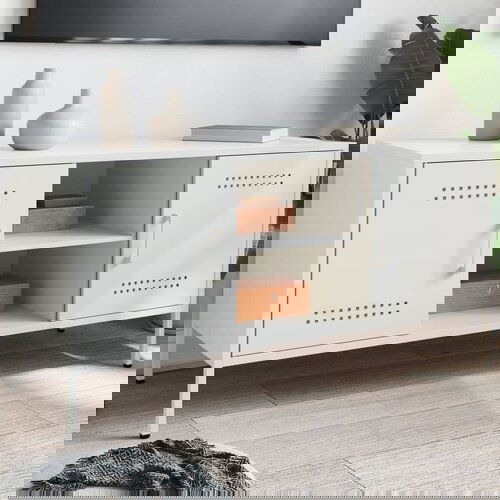 Furnova TV omarica bela 100,5x39x50,5 cm jeklo, (21924262) Slike