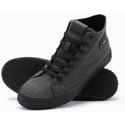Ombre Men&amp;#039;s high-top sneakers with decorative piping - brown Slike