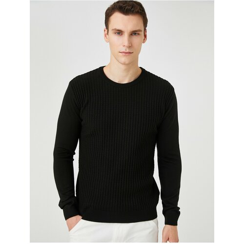 Koton Knitwear Sweater Textured Crew Neck Slim Fit Slike