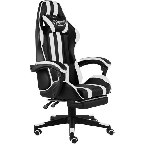 vidaXL racing stol z oporo za noge črno in belo umetno usnje Cene