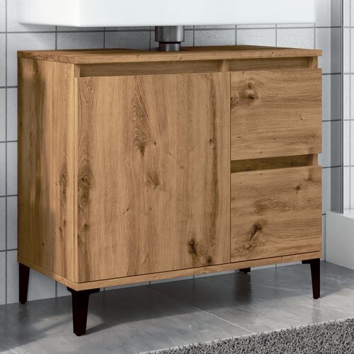 VidaXL Omarica za umivalnik artisan hrast 65x33x60 cm inž. les Slike