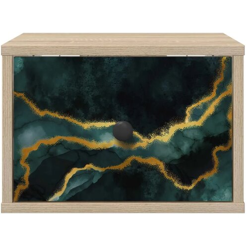  Wall-mounted noćni ormarić WIJHE Hrast sonoma 36 x 33 x 25 cm - Hrast sonoma Tirkizni mramorni uzorak 1 Slike