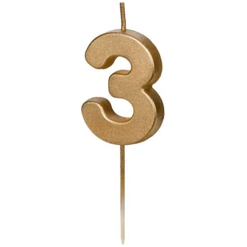 PARTY DECO svečka za rojstni dan &amp;scaron;tevilka 3, zlata, velikost 4,5 cm Slike