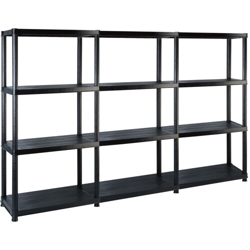 VidaXL regal s policami 4-nadstropni črn 183x30,5x130 cm plastika Slike