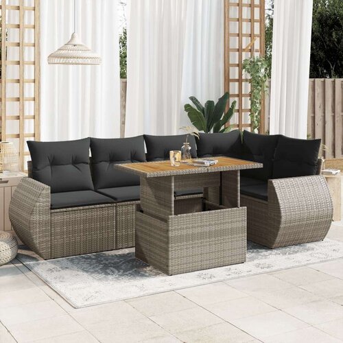  6-dijelni set vrtnih sofa od poliratana s jastucima sivi Cijene