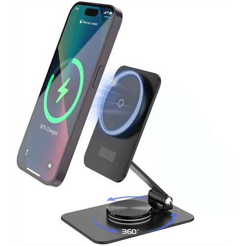  Kućni Punjač Wireless 15W rotirajuci, Crni Cene