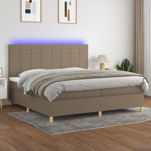 The Living Store Box spring postelja z vzmetnico LED taupe 200x200 cm blago - Box Spring Postelja, (21503857) Slike