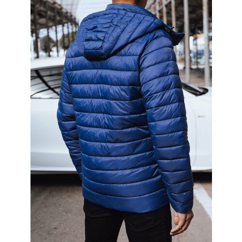 DStreet Men's Quilted Hooded Jacket, Blue Slike