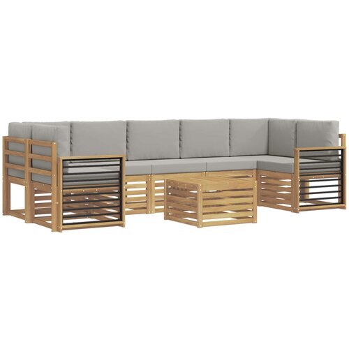  Setovi sofa Čvrsto drvo akacije Svjetlosiva 59 x 59 x 37 cm Slike