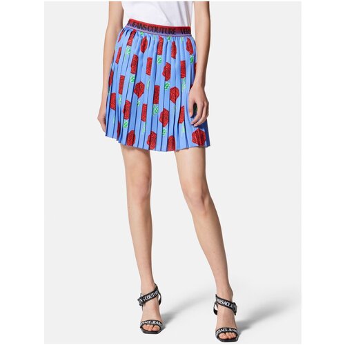 Versace Jeans Couture Blue Ladies Floral Pleated Skirt - Women Cene