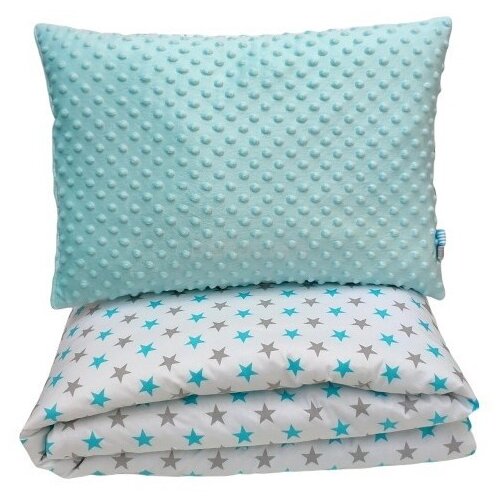 Olimp Sport Dvostrani jorgan i jastuk 140x80 - MINT ZVEZDICE Cene