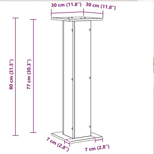  Stalak za zvučnike 2 pcs Crni hrast 30 x 30 x 80 cm Slike