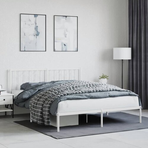 vidaXL Metalni okvir za krevet s uzglavljem bijeli 160x200 cm Cene