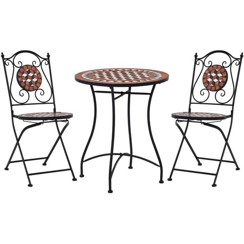  3-dijelni mozaični bistro set s keramičkim pločicama boje cigle Cene