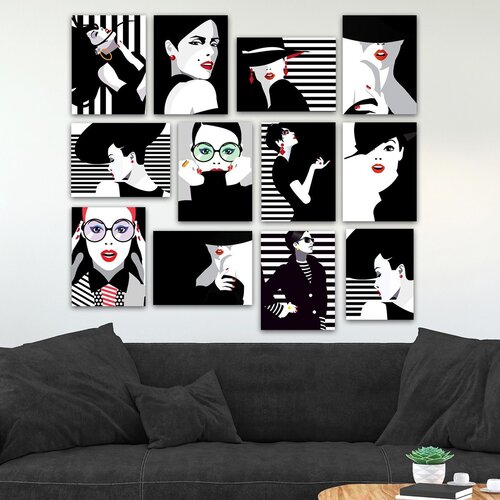 Wallity 12MDF34YS multicolor decorative mdf painting (12 pieces) Cene