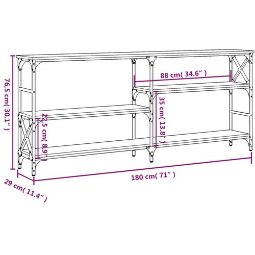  Konzolni stol siva boja hrasta 180x29x76,5 cm konstruirano drvo Slike