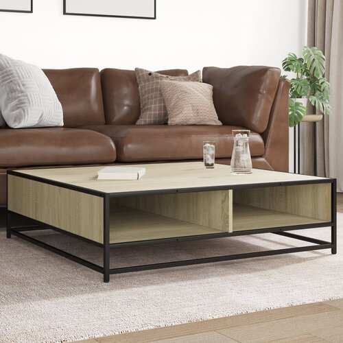vidaXL Klubska mizica sonoma hrast 100x100x30 cm inž. les in kovina Cene
