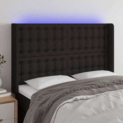  LED uzglavlje crno 147 x 16 x 118/128 cm od tkanine Cijene