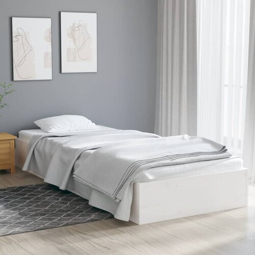  Okvir za krevet bijeli od masivnog drva 90 x 190 cm mali Slike