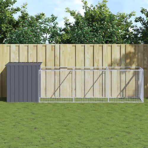 vidaXL Pasja uta z izhodom antracitna 110x405x110 cm pocinkano jeklo Cene