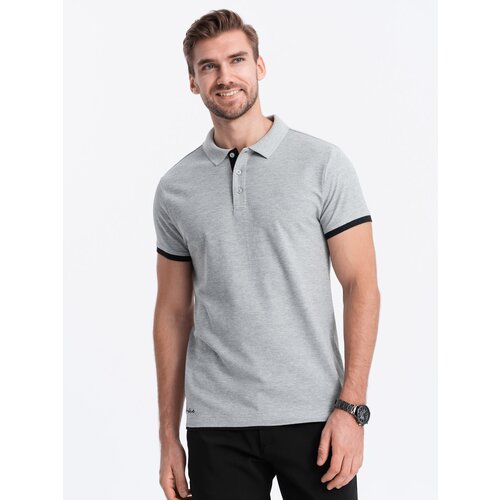 Ombre Men&amp;#039;s cotton polo shirt - light grey Slike